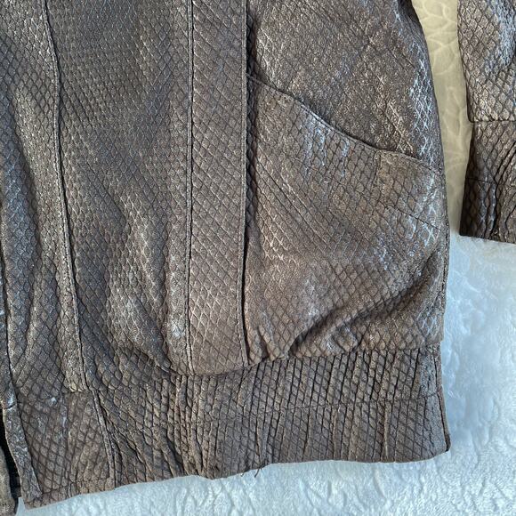 🔥Vintage Andrew Marc 100% Leather Snake Skin Pattern jacket Vest Bomber Grunge - Picture 12 of 16